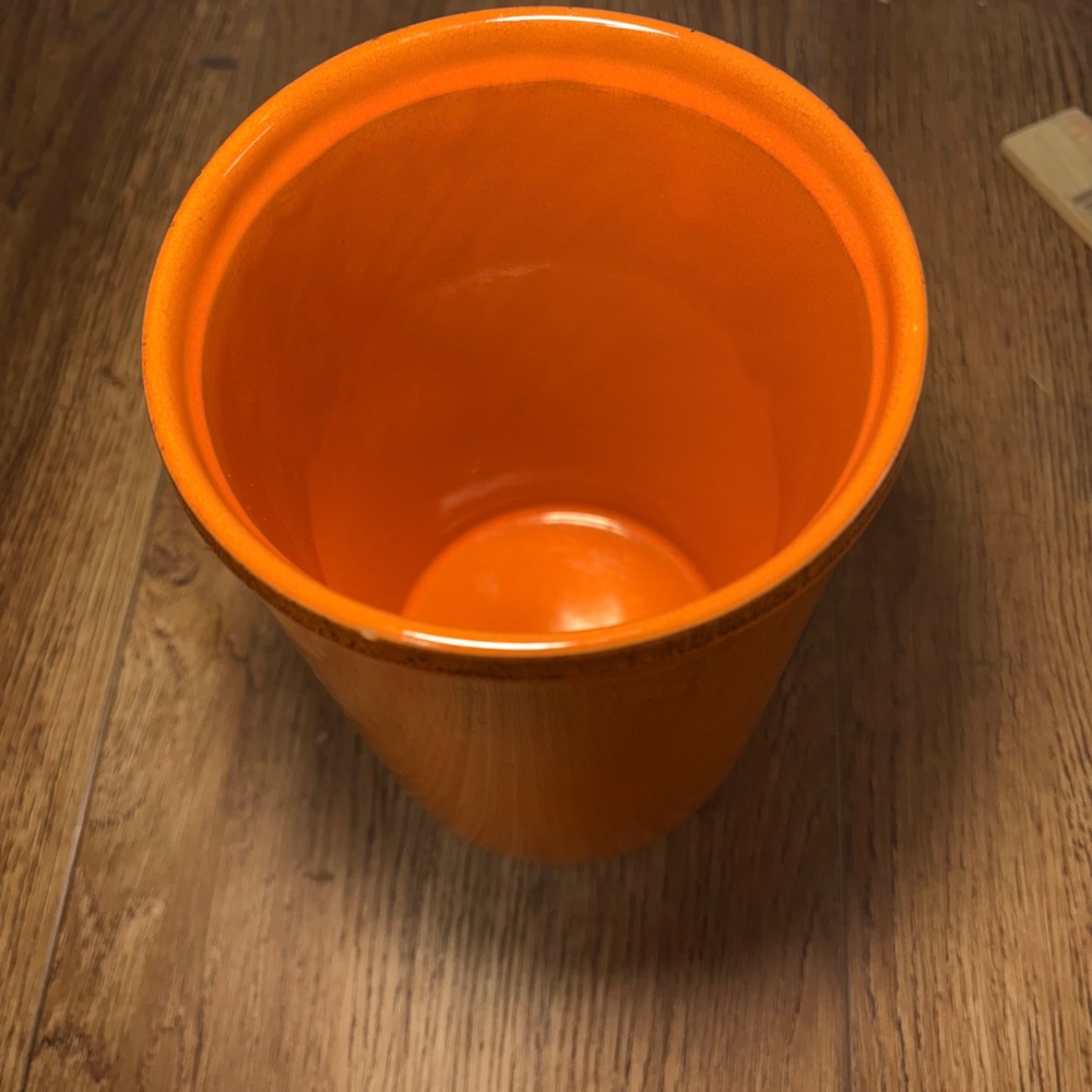 VTG Italian Orange Ceramic Crock Vase Utensil Holder Made in Italy 8.5"MCM Retro - Picture 10 of 10